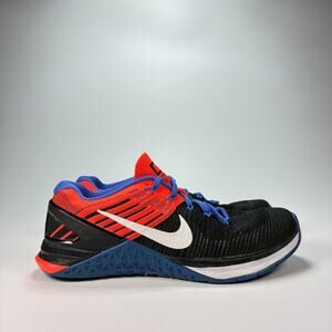 Nike Metcon DSX Flyknit Black Red Blue Training Shoes 849809-002 Women's Size 7